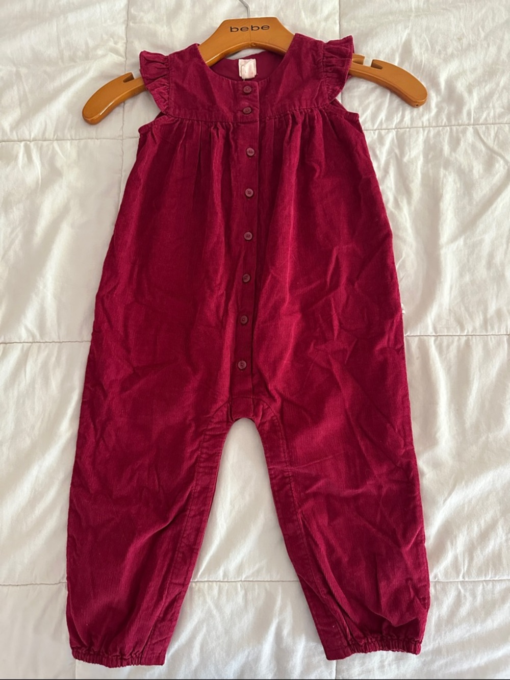 Baby Gap Wine Red Corduroy Button-Front Romper 18-24 months